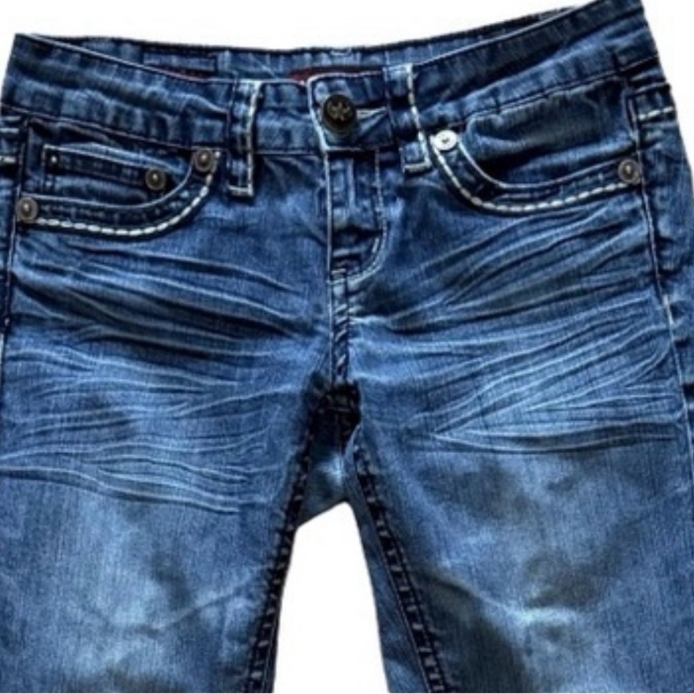 π YMI JEANS Low-Rise Skinny Distressed Denim Size 3 π - Picture 2 of 14